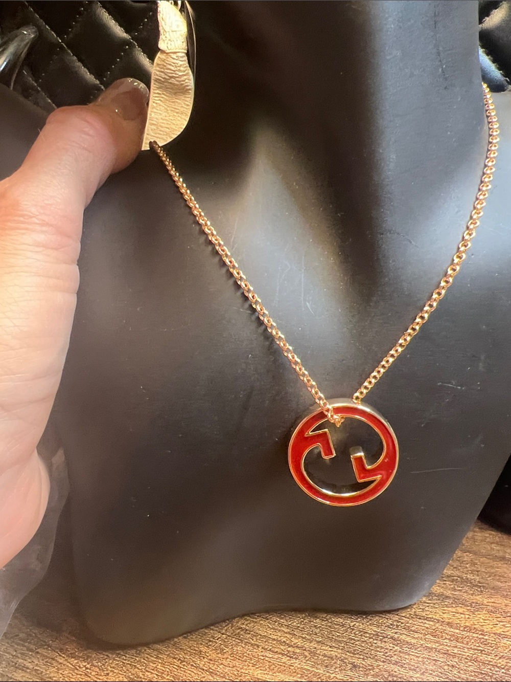 Gold Double G Open Circle Pendant Necklace